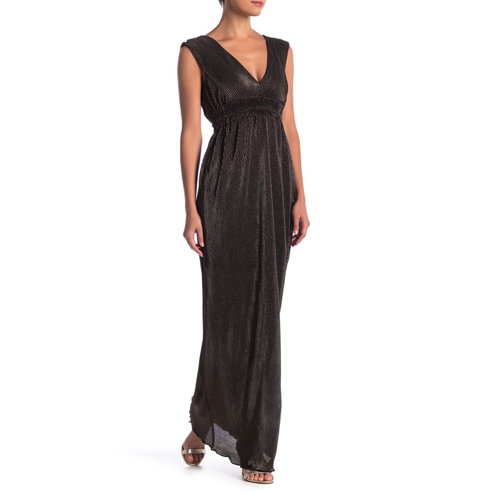 Romeo & Juliet Couture Black/Gold Maxi Dress, Size S